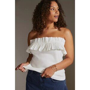 Maeve Anthropologie Poplin Ruffle Blouse Tube Top S